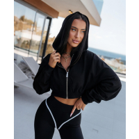 BLUZA DRESOWA DAMSKA Z KAPTUREM NA ZAMEK OLAVOGA PADSUI BLACK