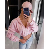 BLUZA DRESOWA DAMSKA Z KAPTUREM NA ZAMEK OLAVOGA PADSUI PINK