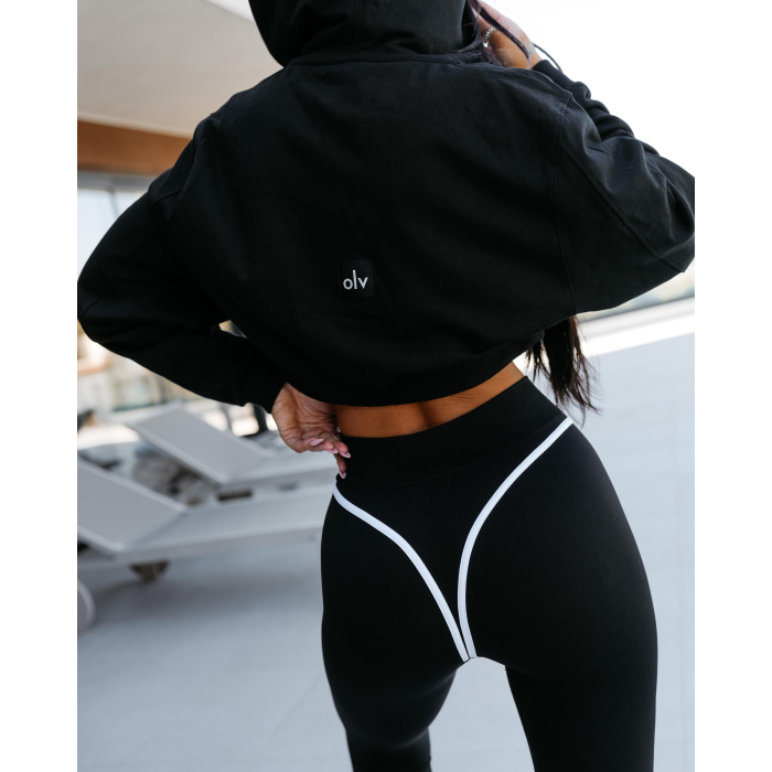 BLUZA DRESOWA DAMSKA Z KAPTUREM NA ZAMEK OLAVOGA PADSUI BLACK