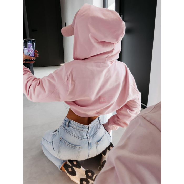 BLUZA DRESOWA DAMSKA Z KAPTUREM NA ZAMEK OLAVOGA PADSUI PINK