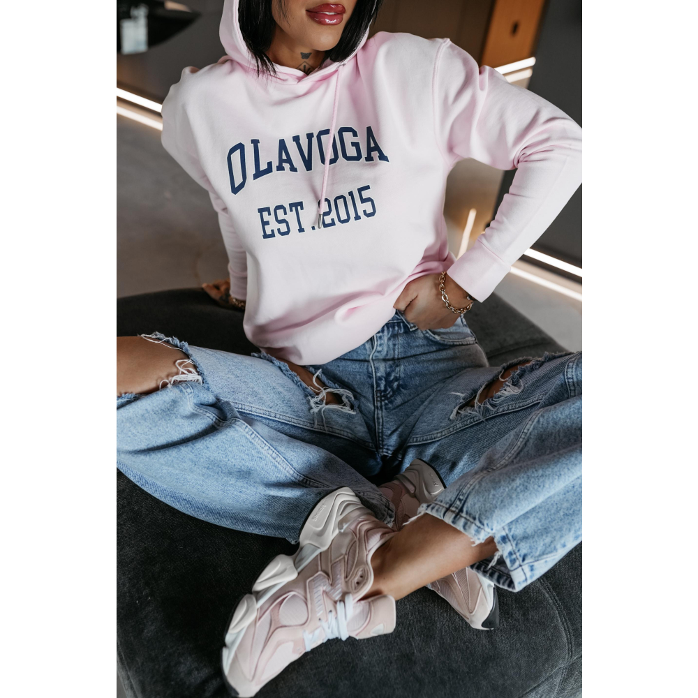 BLUZA DRESOWA DAMSKA Z KAPTUREM OLAVOGA KIRION PUDER BLUZA DRESOWA DAMSKA Z KAPTUREM OLAVOGA KIRION PUDER