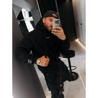 BLUZA MĘSKA BAWEŁNIANA OVERSIZE OLAVOGA MEN VINTA ADORE MATCHY MATCHY BLACK