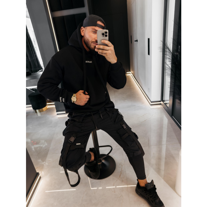 BLUZA MĘSKA BAWEŁNIANA OVERSIZE OLAVOGA MEN VINTA ADORE MATCHY MATCHY BLACK