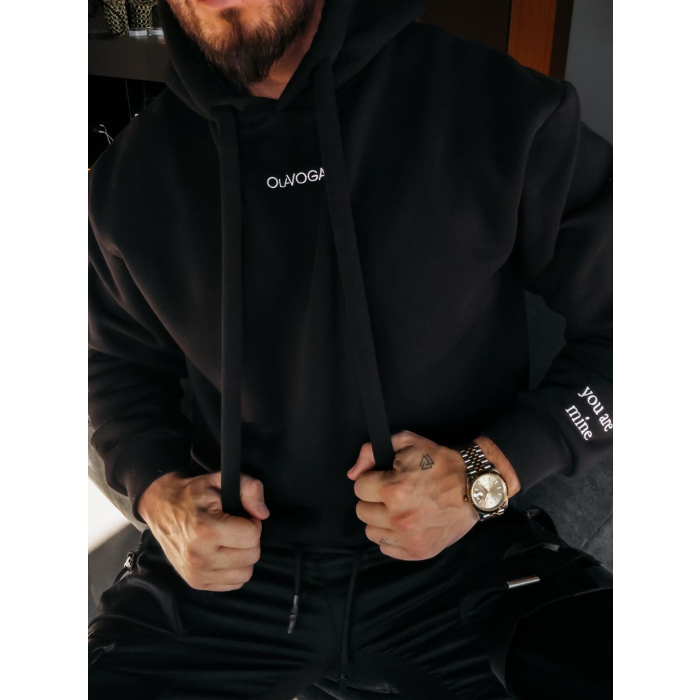 BLUZA MĘSKA BAWEŁNIANA OVERSIZE OLAVOGA MEN VINTA ADORE MATCHY MATCHY BLACK