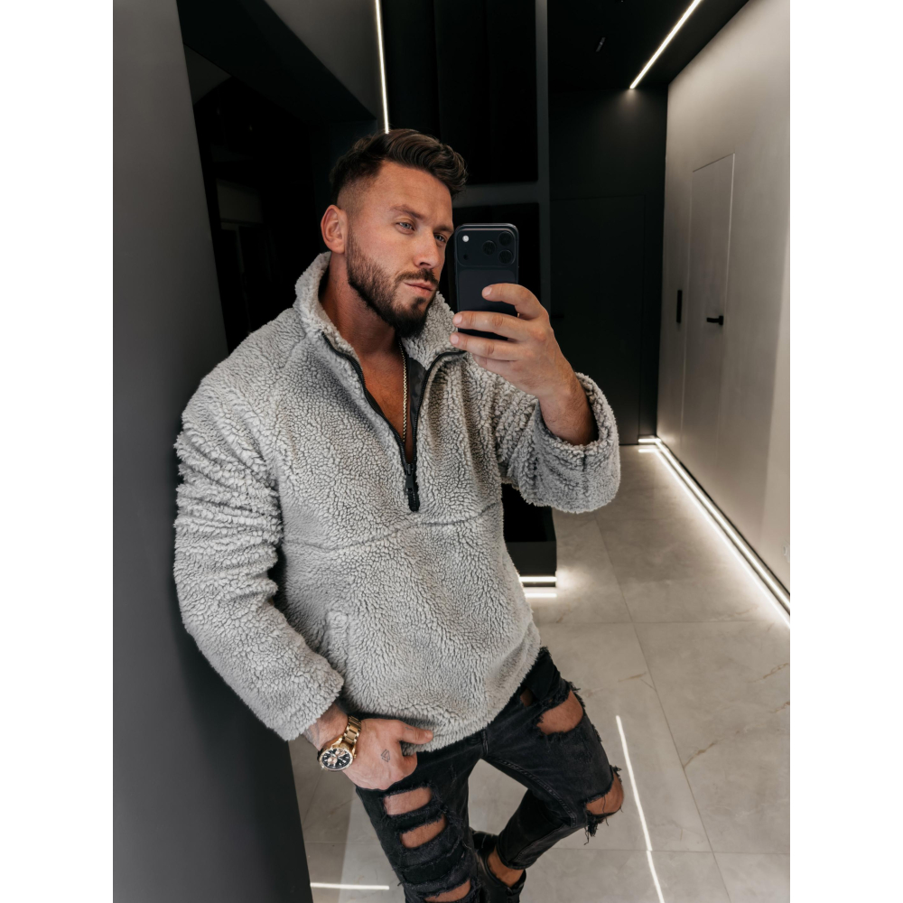 BLUZA MĘSKA OVERSIZE OLAVOGA MEN TEDDY MELLANO GRAPHIT