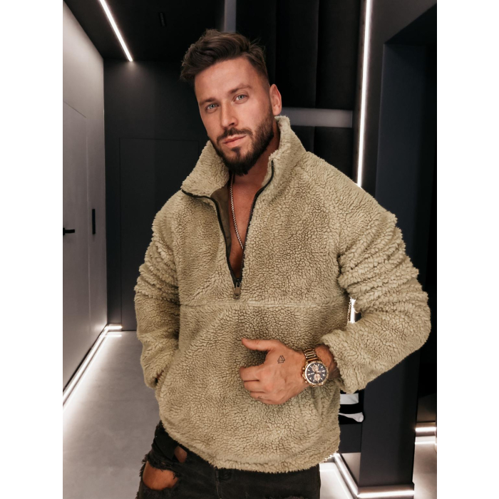 BLUZA MĘSKA OVERSIZE OLAVOGA MEN TEDDY MELLANO BEIGE