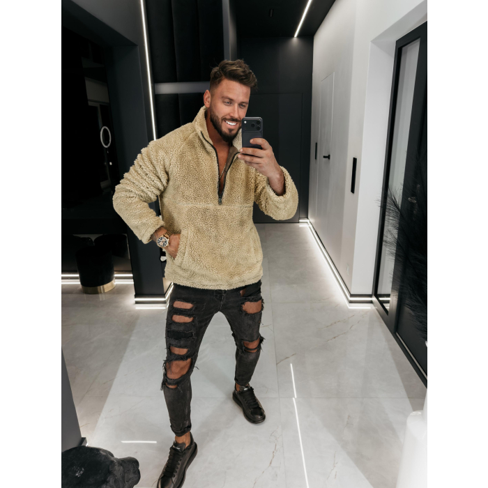 BLUZA MĘSKA OVERSIZE OLAVOGA MEN TEDDY MELLANO BEIGE