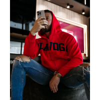 BLUZA MĘSKA Z KAPTUREM NA ZAMEK OLAVOGA MEN IRIS MEN RED