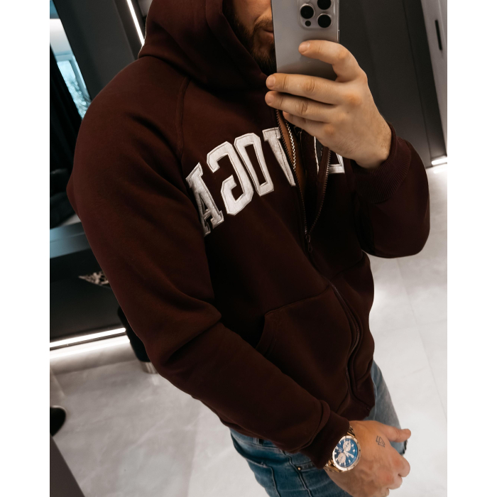 BLUZA MĘSKA Z KAPTUREM NA ZAMEK OLAVOGA MEN IRIS MEN PLUM