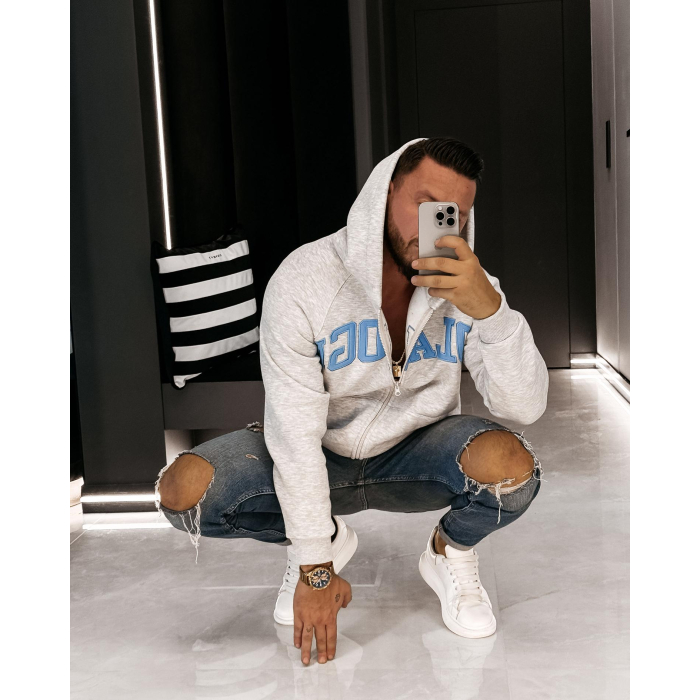 BLUZA MĘSKA Z KAPTUREM NA ZAMEK OLAVOGA MEN IRIS MEN GRAY