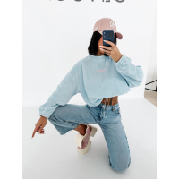 BLUZA WELUROWA DAMSKA OLAVOGA VELVORA SKY BLUE