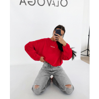 BLUZA WELUROWA DAMSKA OLAVOGA VELVORA RED