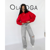 BLUZA WELUROWA DAMSKA OLAVOGA VELVORA RED