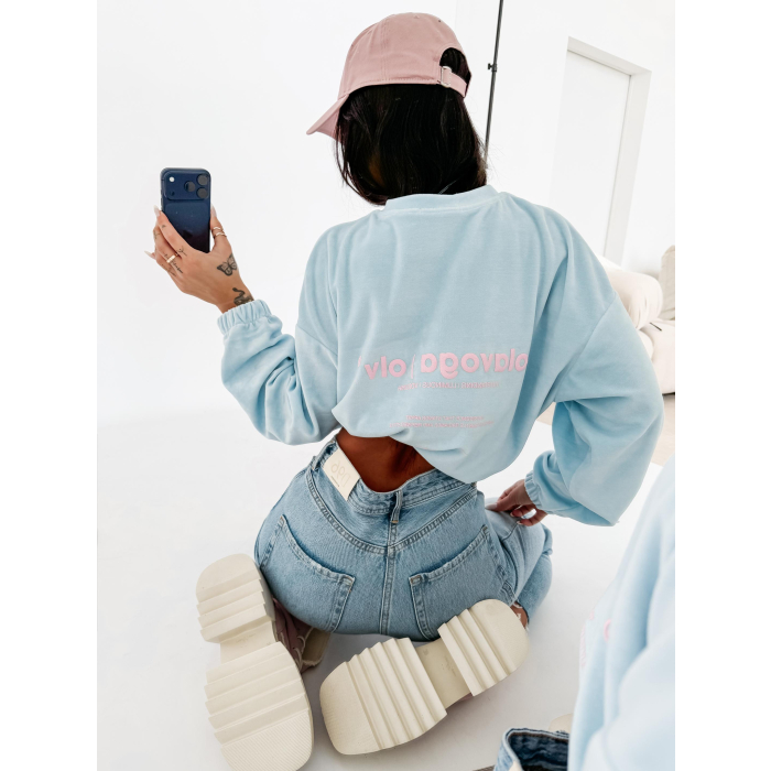 BLUZA WELUROWA DAMSKA OLAVOGA VELVORA SKY BLUE