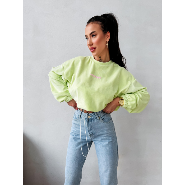 BLUZA WELUROWA DAMSKA OLAVOGA VELVORA LIME