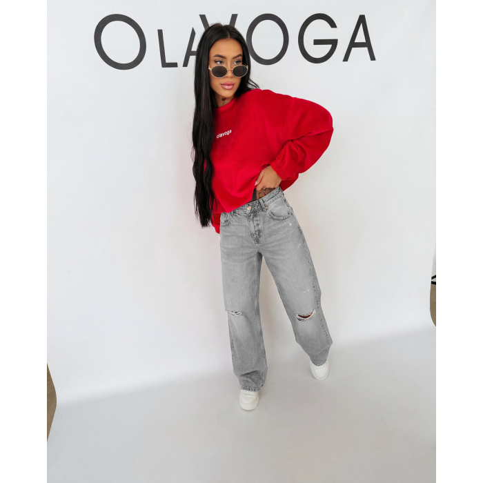BLUZA WELUROWA DAMSKA OLAVOGA VELVORA RED