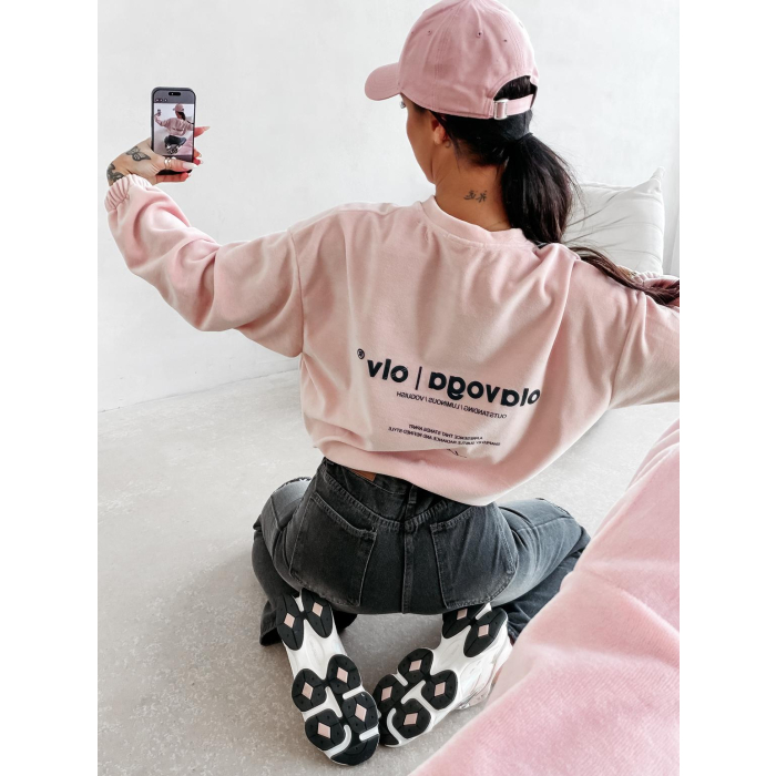 BLUZA WELUROWA DAMSKA OLAVOGA VELVORA DIRTY PUDER
