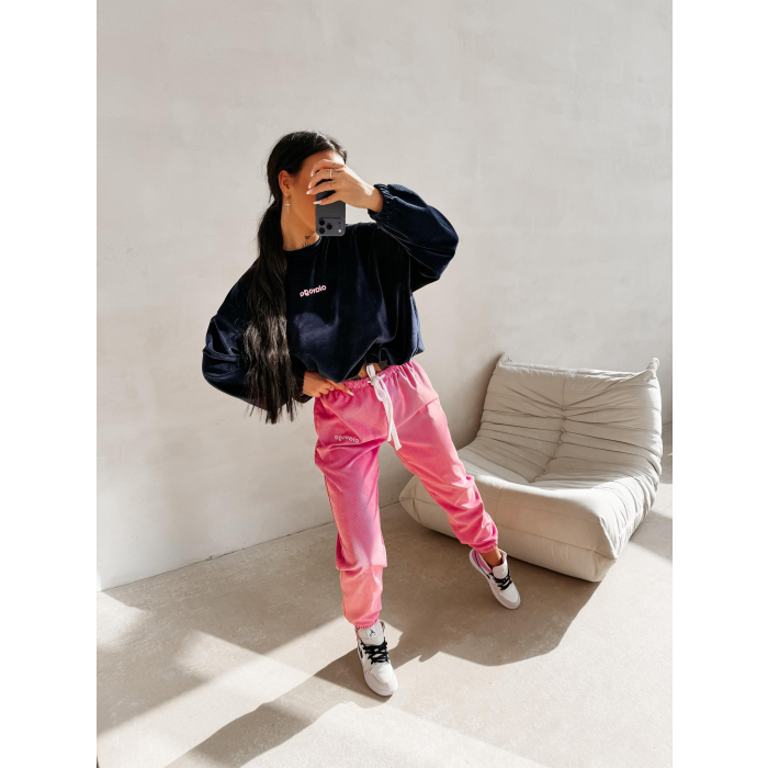 BLUZA WELUROWA DAMSKA OLAVOGA VELVORA NAVY BLUE