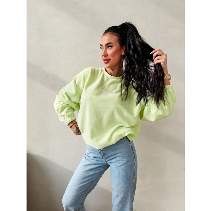 BLUZA WELUROWA DAMSKA OLAVOGA VELVORA LIME