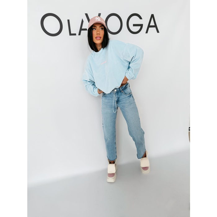 BLUZA WELUROWA DAMSKA OLAVOGA VELVORA SKY BLUE