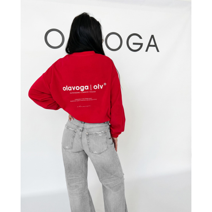 BLUZA WELUROWA DAMSKA OLAVOGA VELVORA RED