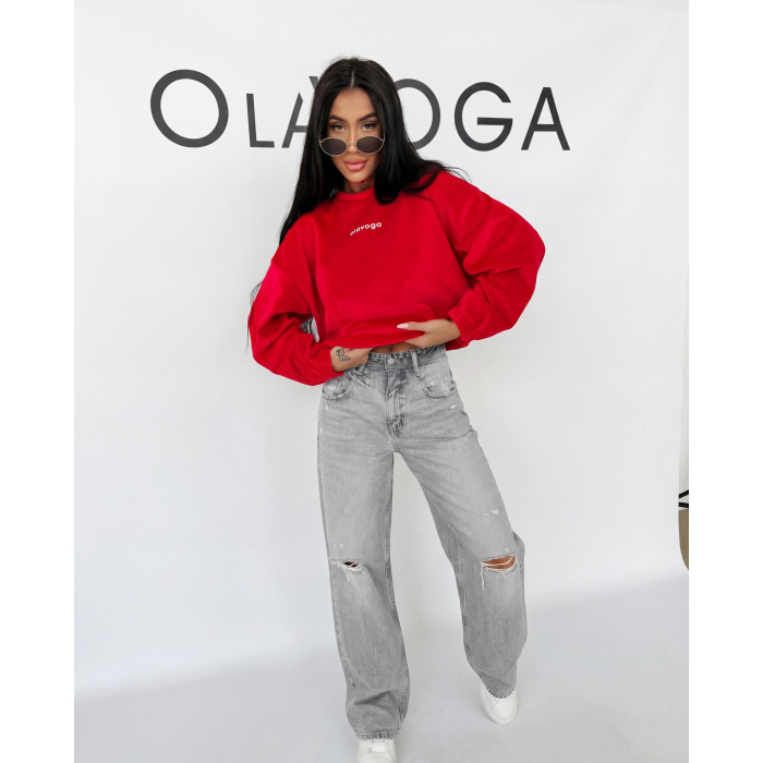 BLUZA WELUROWA DAMSKA OLAVOGA VELVORA RED
