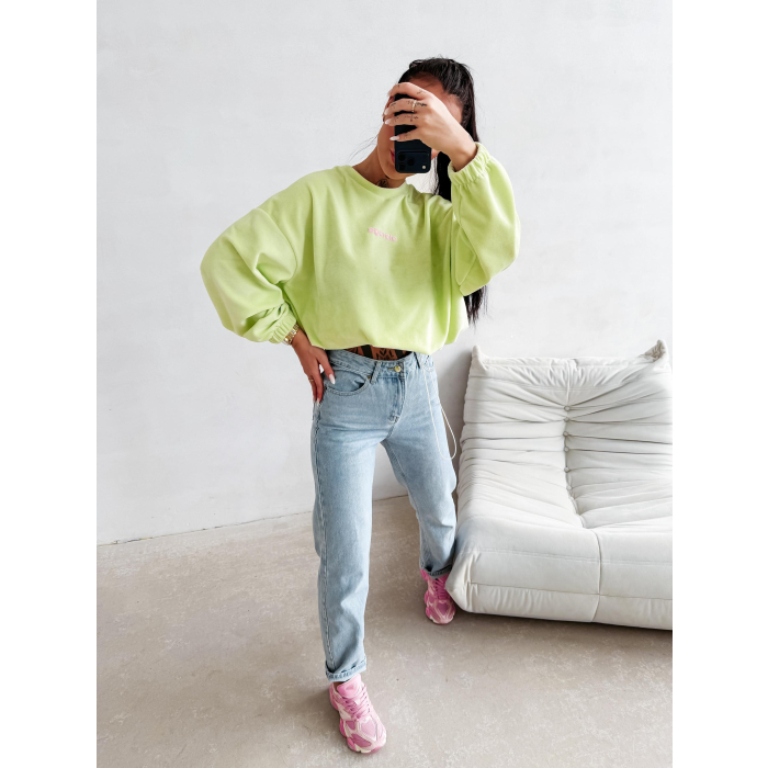BLUZA WELUROWA DAMSKA OLAVOGA VELVORA LIME