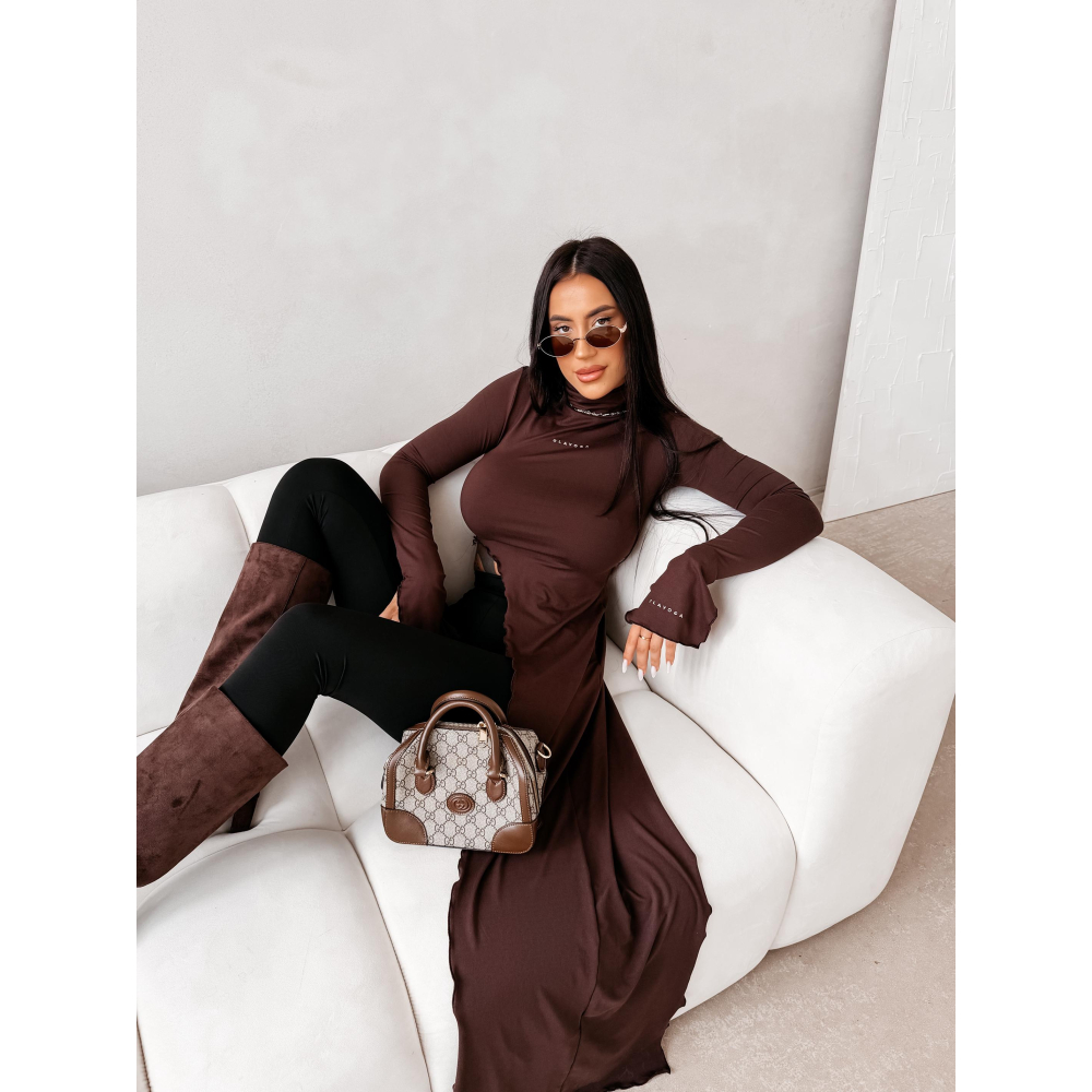BLUZKA ASYMETRYCZNA LONG OLAVOGA DUSK BROWN