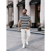 BLUZKA SWETER MĘSKI PASKI OLAVOGA MEN NEXTO NAVY BLUE