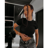 BLUZKA TOP AŻUROWY OLAVOGA KEMO BLACK
