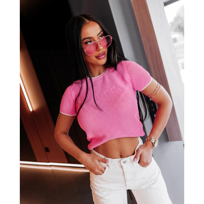 BLUZKA TOP AŻUROWY OLAVOGA KEMO PINK