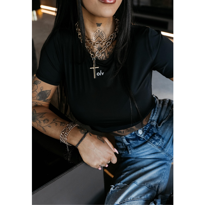 BLUZKA T-SHIRT DAMSKI OLAVOGA BASTU BLACK