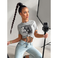 BLUZKA T-SHIRT DAMSKI OLAVOGA PRINT IDCARE GRAY