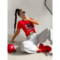 BLUZKA T-SHIRT DAMSKI OLAVOGA PRINT IDCARE RED
