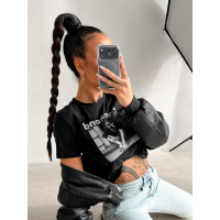 BLUZKA T-SHIRT DAMSKI OLAVOGA PRINT IDCARE BLACK
