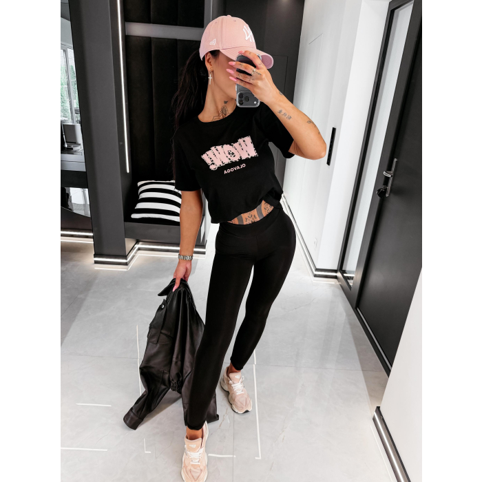 BLUZKA T-SHIRT DAMSKI OLAVOGA PRINT MARSH BLACK