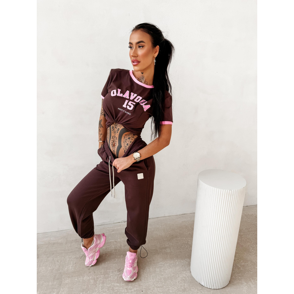 BLUZKA T-SHIRT DAMSKI OLAVOGA ZELVORA BROWN