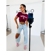 BLUZKA T-SHIRT DAMSKI OLAVOGA ZELVORA BURGUND