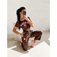BLUZKA T-SHIRT DAMSKI OLAVOGA ZELVORA BROWN