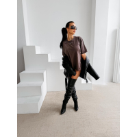 BLUZKA T-SHIRT DAMSKI OVERSIZE DZIURY OLAVOGA ZOANCE BROWN