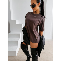 BLUZKA T-SHIRT DAMSKI OVERSIZE DZIURY OLAVOGA ZOANCE BROWN