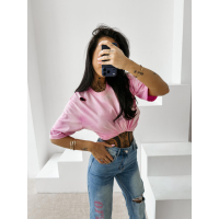 BLUZKA T-SHIRT DAMSKI OVERSIZE DZIURY OLAVOGA ZOANCE PINK