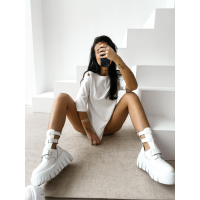 BLUZKA T-SHIRT DAMSKI OVERSIZE DZIURY OLAVOGA ZOANCE ECRU