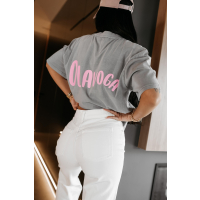 BLUZKA T-SHIRT DAMSKI OVERSIZE OLAVOGA BABE LIGHT GRAY