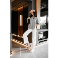 BLUZKA T-SHIRT DAMSKI OVERSIZE OLAVOGA BABE LIGHT GRAY