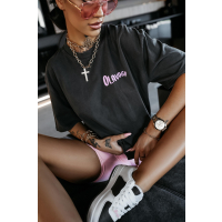 BLUZKA T-SHIRT DAMSKI OVERSIZE OLAVOGA BABE DARK GRAY