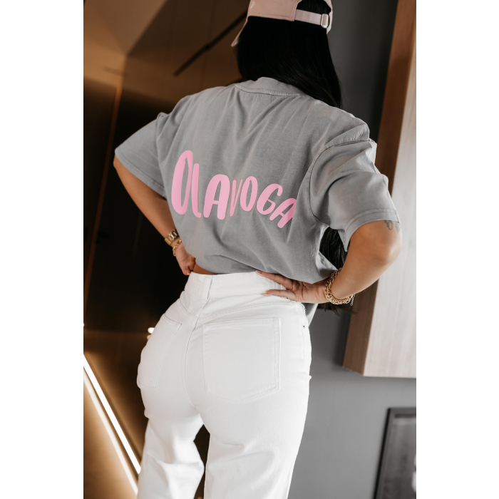 BLUZKA T-SHIRT DAMSKI OVERSIZE OLAVOGA BABE LIGHT GRAY