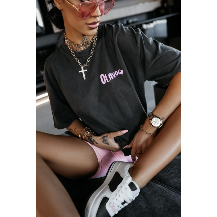 BLUZKA T-SHIRT DAMSKI OVERSIZE OLAVOGA BABE DARK GRAY