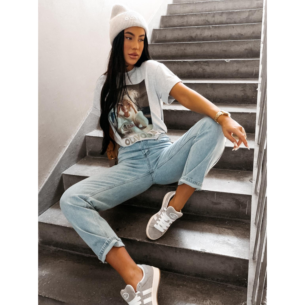 BLUZKA T-SHIRT DAMSKI OVERSIZE OLAVOGA EARNED GRAY