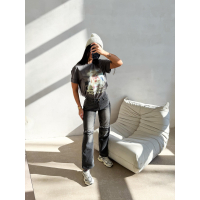BLUZKA T-SHIRT DAMSKI OVERSIZE OLAVOGA EARNED GRAFIT